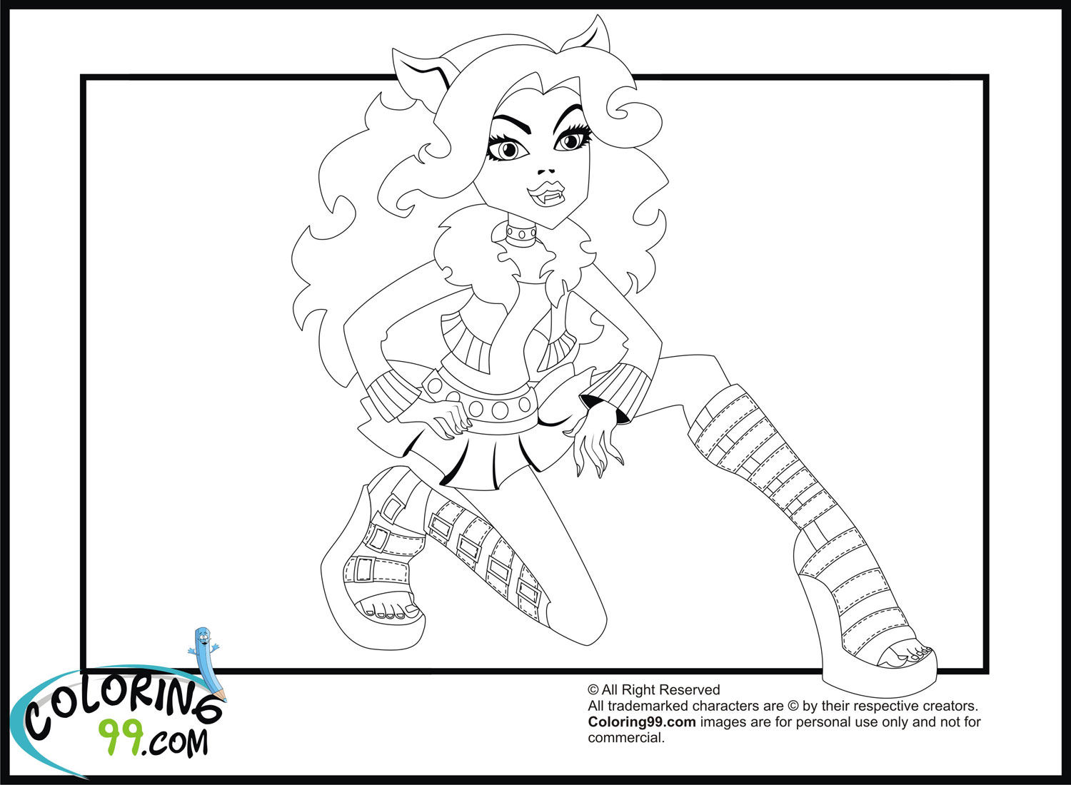 Monster high clawdeen wolf coloring pages team colors