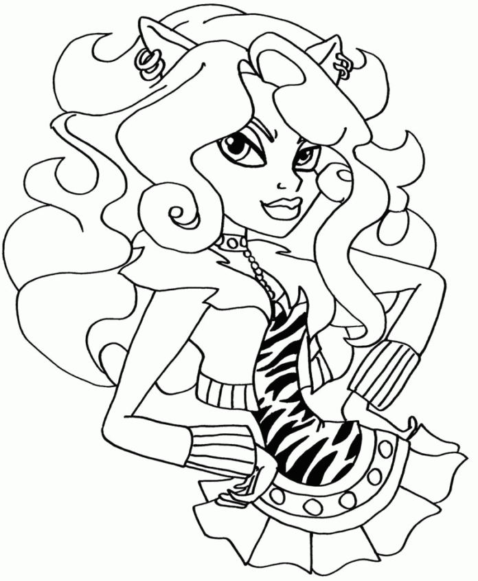 Clawdeen wolf coloring book from spooky game to print and online