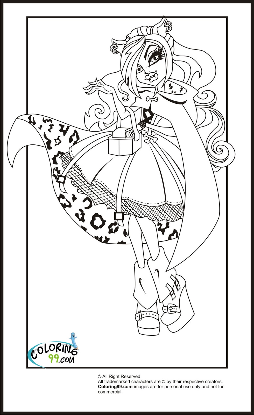 Monster high clawdeen wolf coloring pages team colors