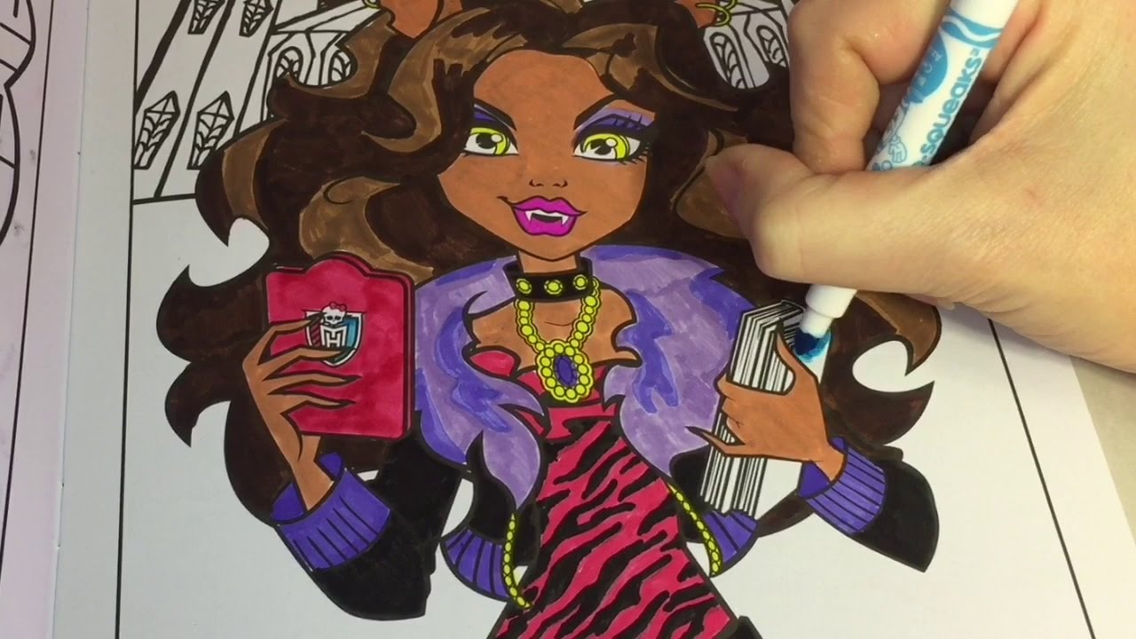 Coloring time monster high clawdeen wolf speed coloring page with markers