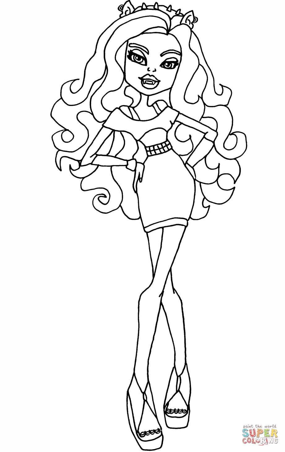 Clawdeen wolf dot dead gorgeous coloring page free printable coloring pages