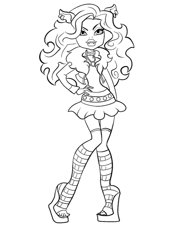 Clawdeen wolf free coloring page for girls