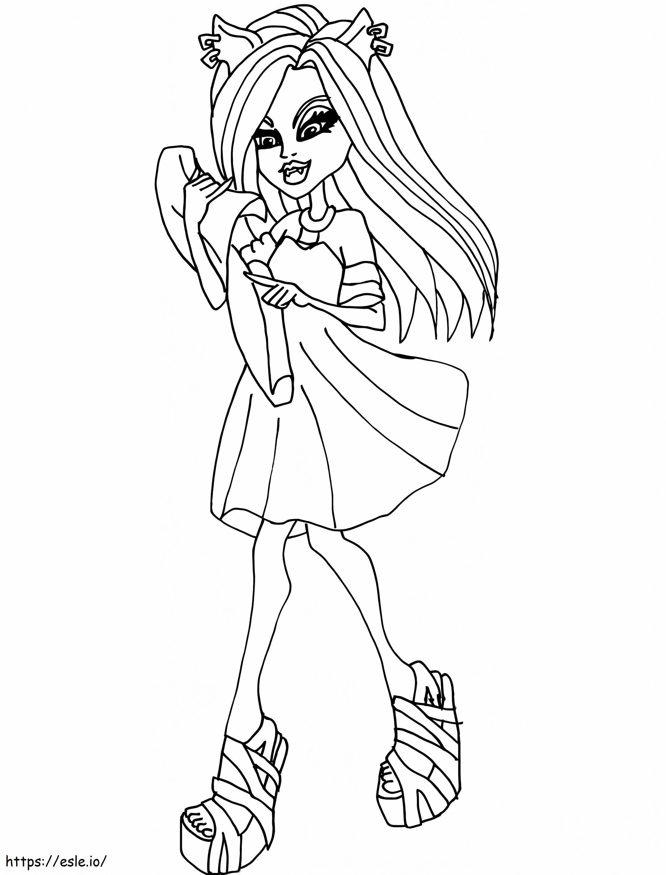 Clawdeen monster high school coloring page