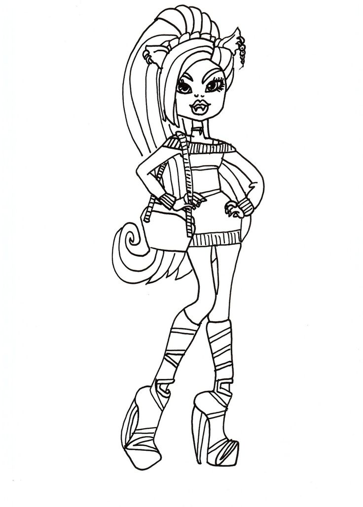 Clawdeen schools out coloring sheet monster coloring pages cartoon coloring pages coloring pages