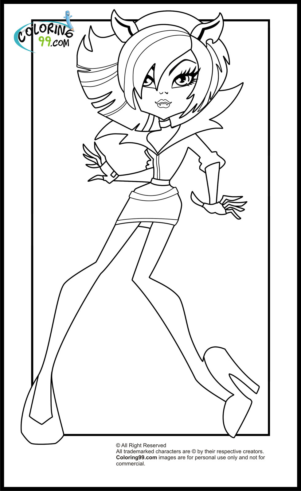 Monster high clawdeen wolf coloring pages team colors