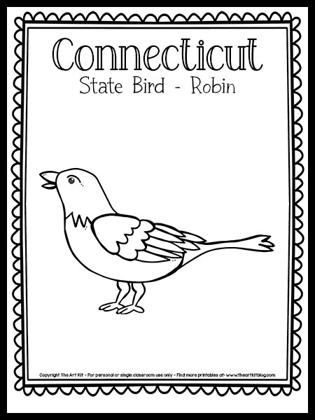 Free printable connecticut state bird coloring page robin â the art kit