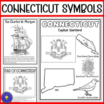 Connecticut symbols coloring pages flag