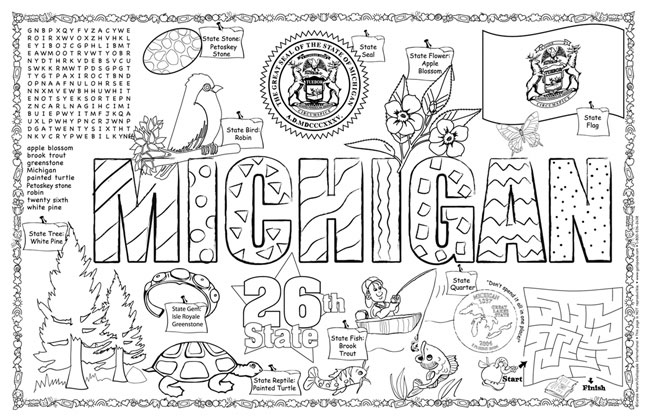 Michigan symbols facts funsheet â pack of