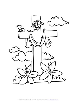 Easter cross coloring page all kids network