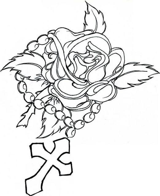 Coloring pages cross with roses coloring pages