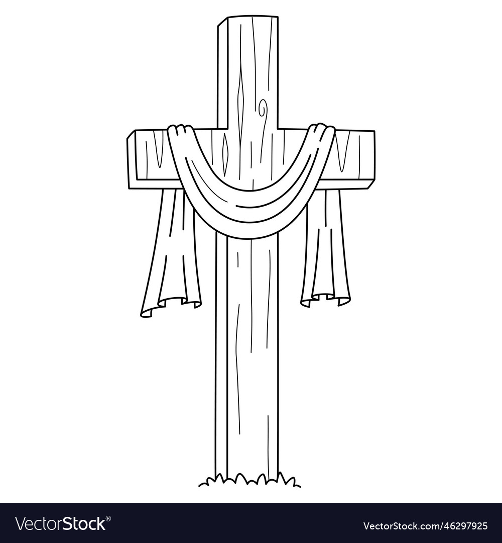 Cross in calvary isolated coloring page for kids vector image