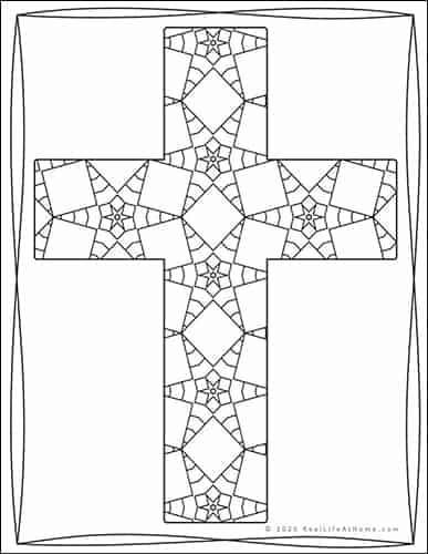 Religious cross coloring pages for kids and adults different designs