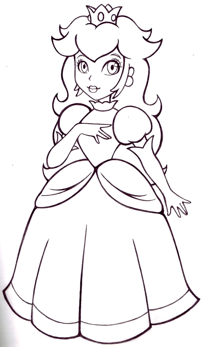 Free princess peach coloring pages for kids