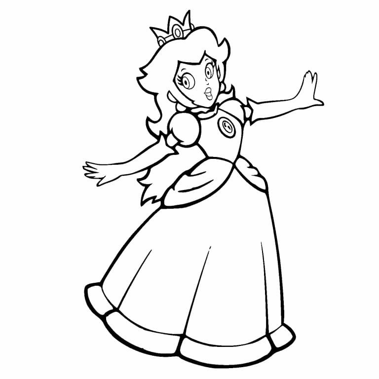 Princess peach from super mario coloring page