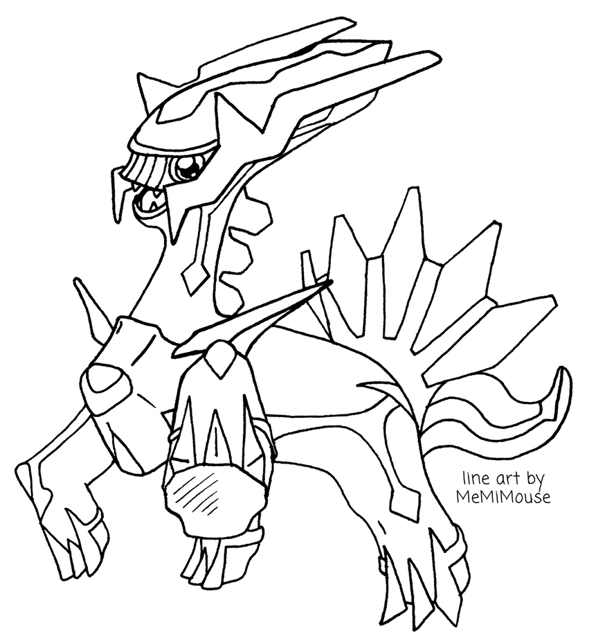 Baby dialga line art by memimouse on