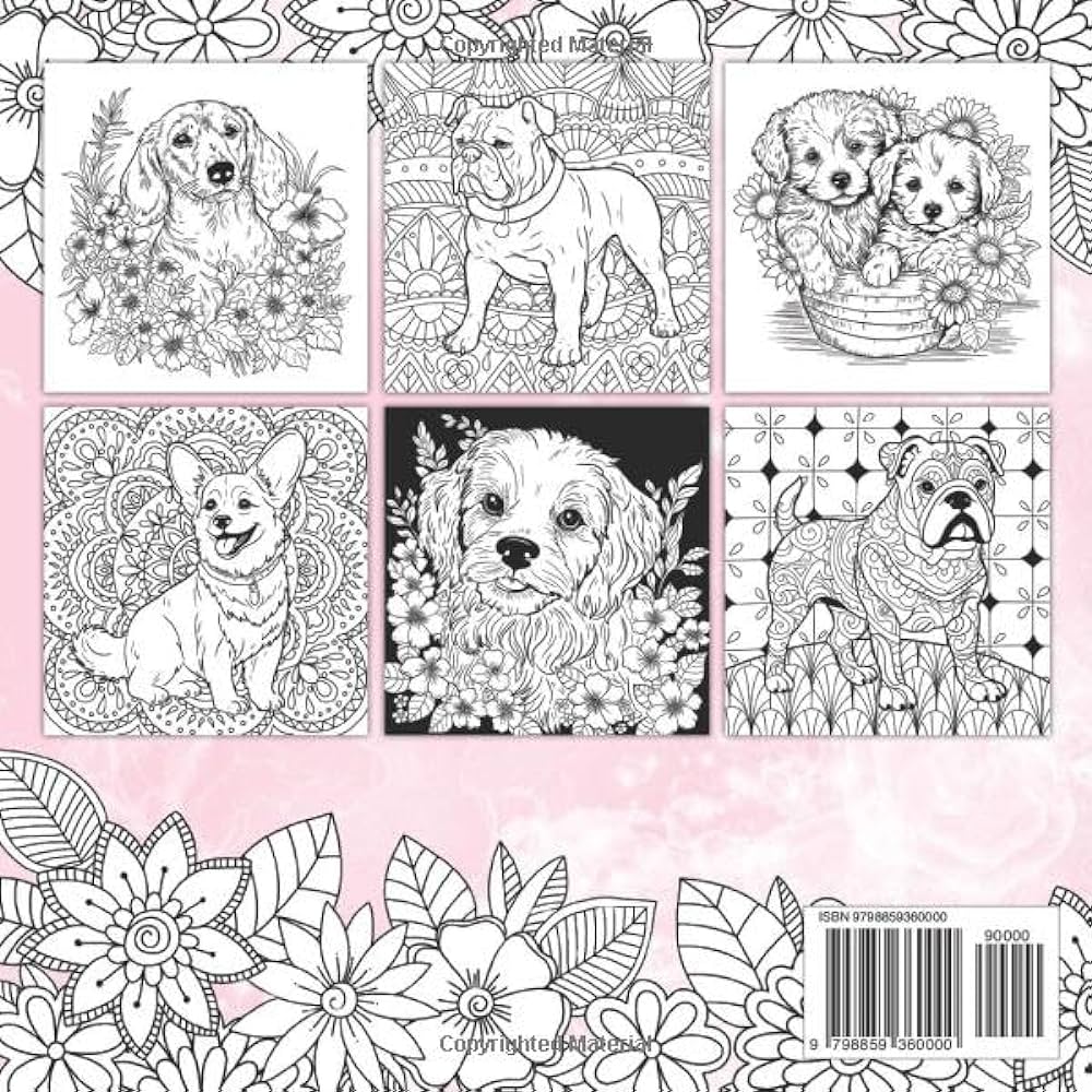 Dogs coloring book relaxing dog coloring pages for girls ages