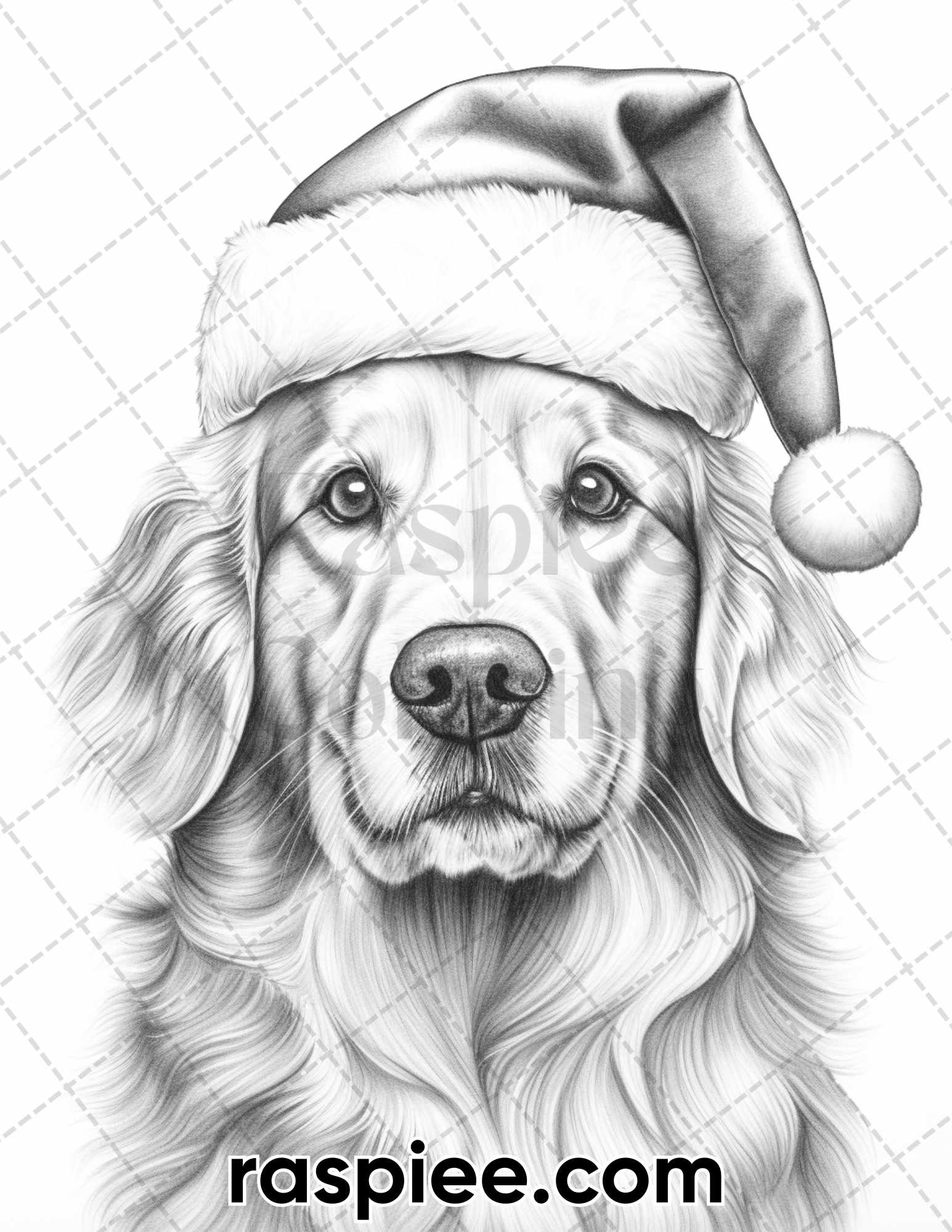 Christmas dogs grayscale coloring pages for adults printable pdf i â coloring