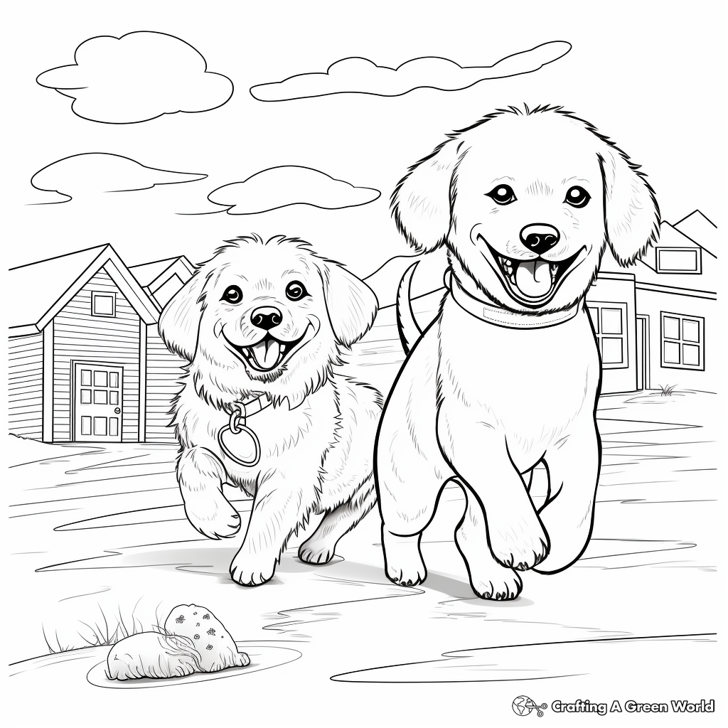 Two dogs coloring pages