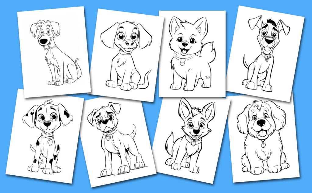 Cute dogs colouring book for kids