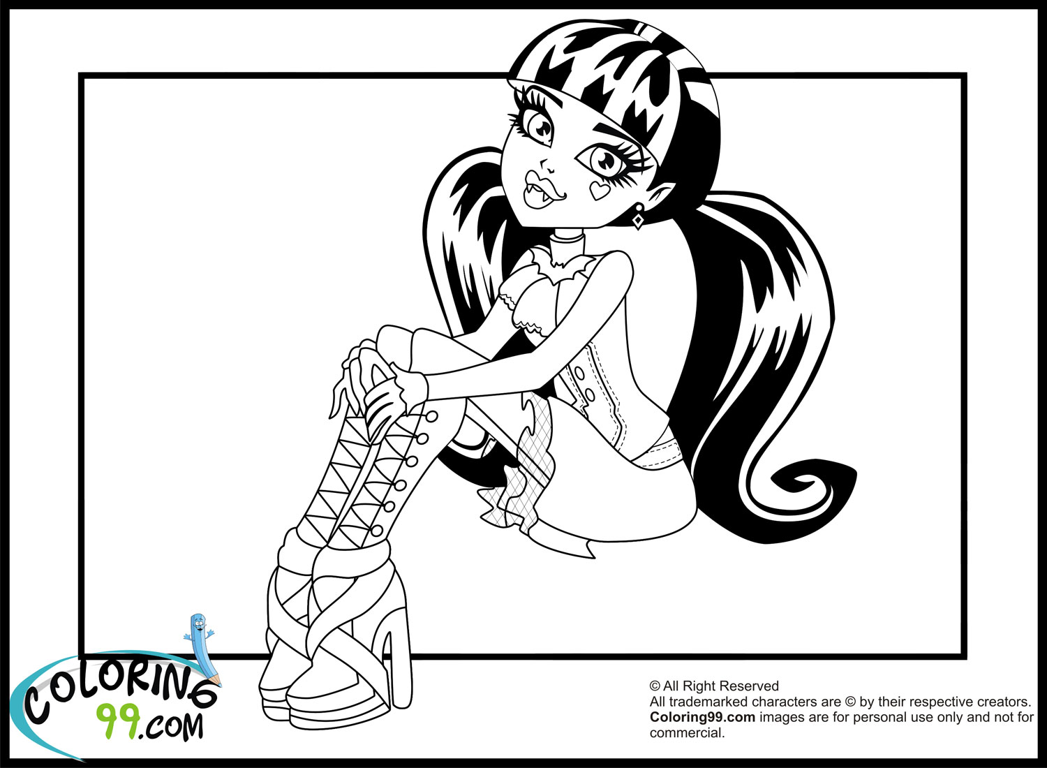 Monster high draculaura coloring pages team colors