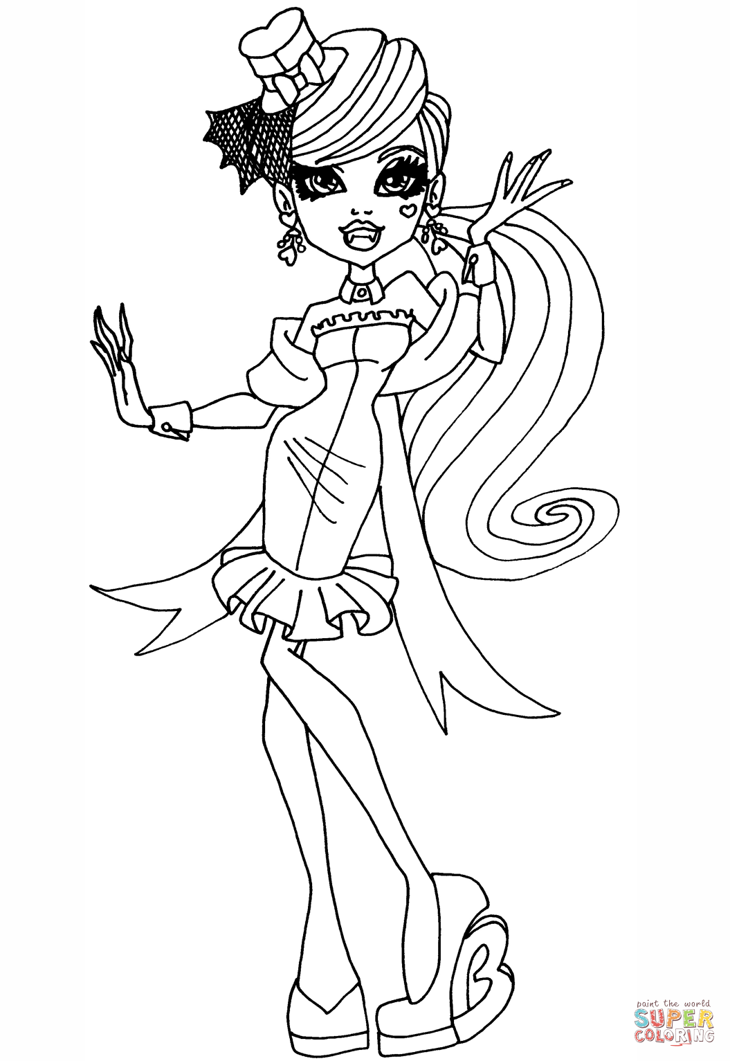 Monster high draculaura coloring page free printable coloring pages