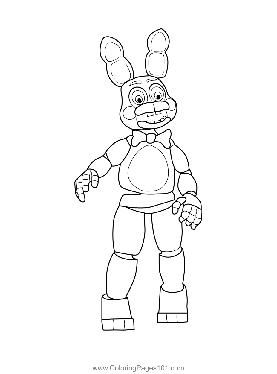 Toy bonnie fnaf coloring page for kids