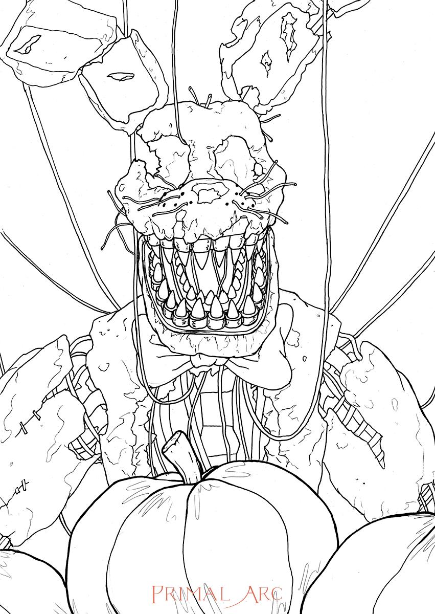 Jack o bonnie colouring sheet for halloween rfivenightsatfreddys