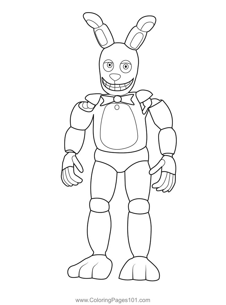 Spring bonnie fnaf coloring page for kids