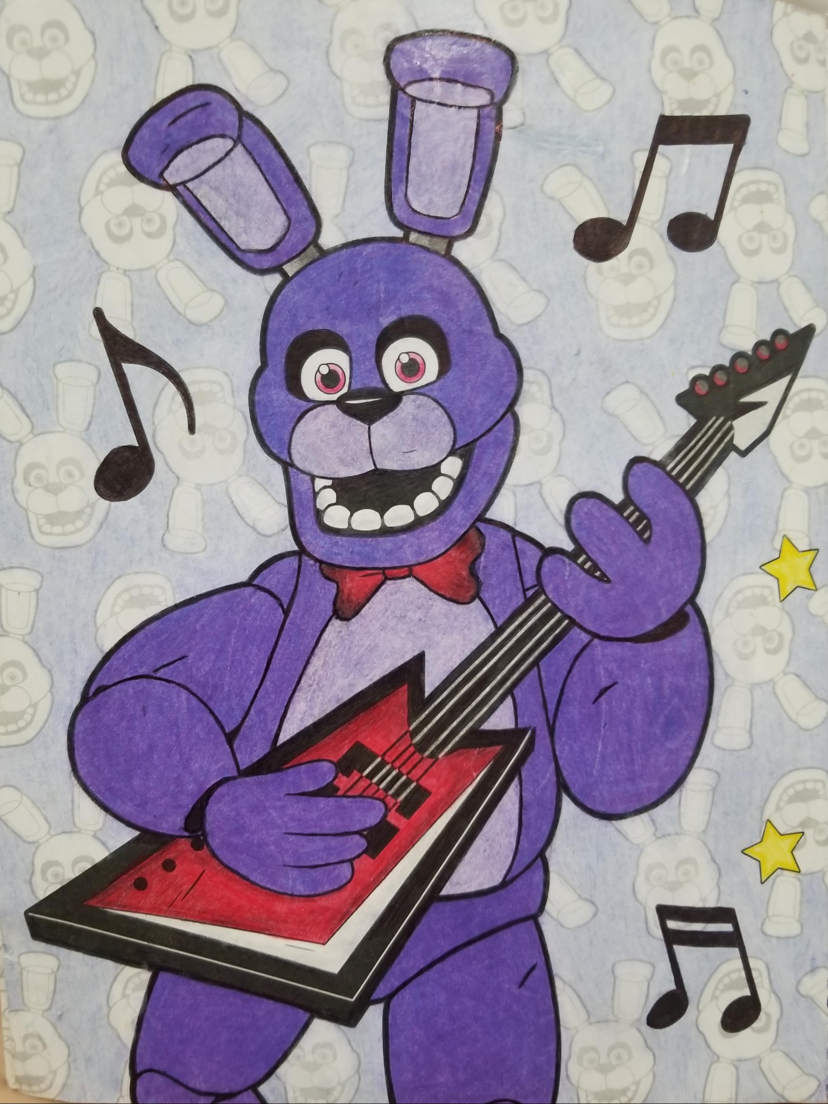 Heres my artwork of bonnie from the official fnaf coloring book original and brightened rfivenightsatfreddys