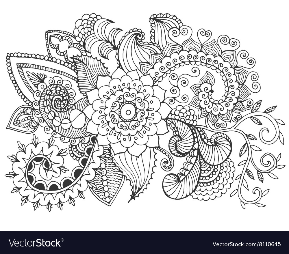 Fantasy flowers coloring page royalty free vector image