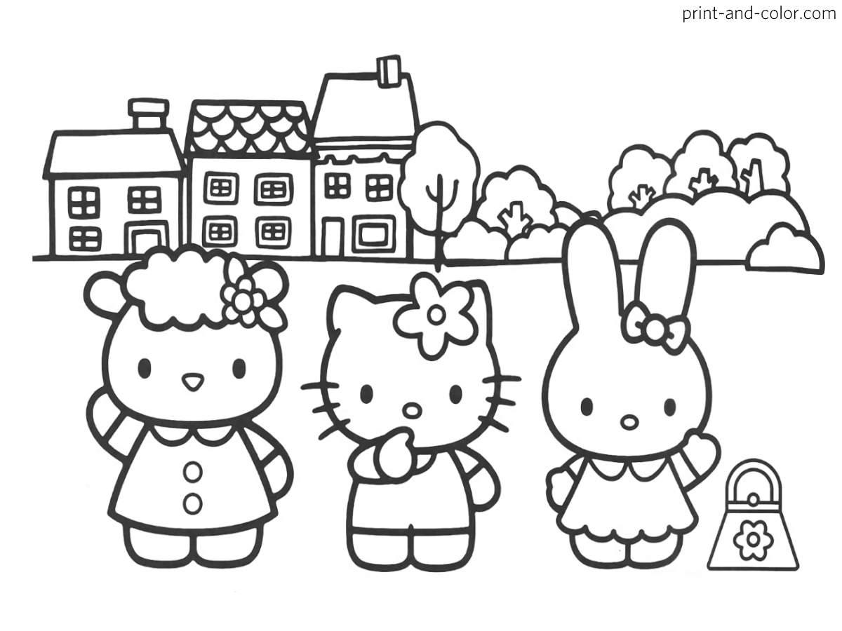 Hello kitty coloring pages print and color