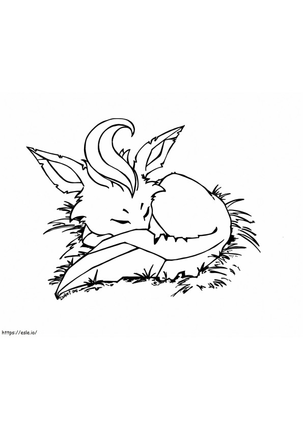 Leafeon sleeping coloring page