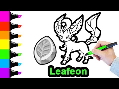 Coloring pokemon leafeon with leaf stone i fun colouring for kids