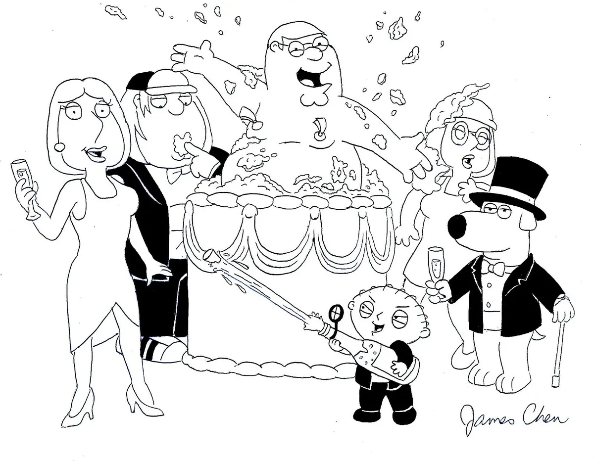 Meg griffin lois griffin family guy original ic art black ink sketch