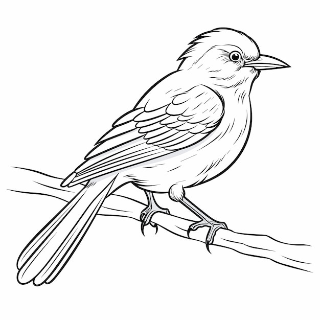 Premium vector hand drawn bird outline illustration premium vector cute bird for kids coloring page