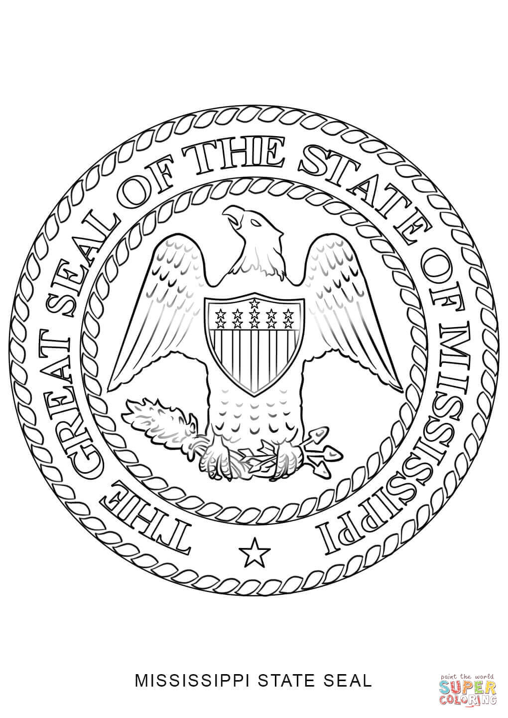 Mississippi state seal coloring page free printable coloring pages