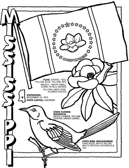 State of mississippi free coloring page