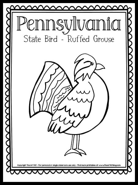 Pennsylvania state bird coloring page ruffed grouse free printable â the art kit