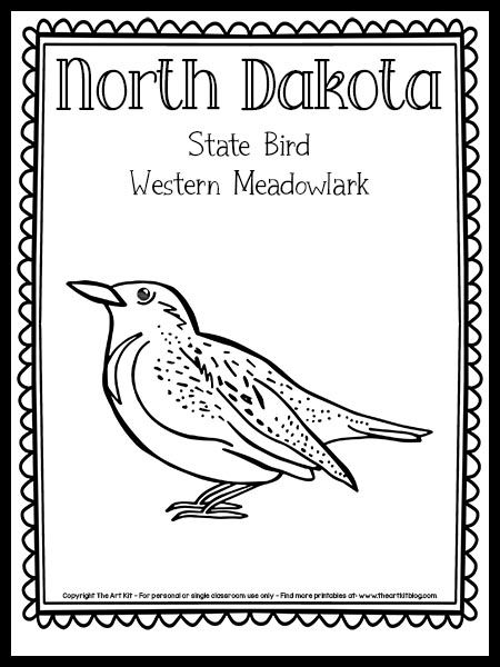 North dakota state bird coloring page western meadowlark free printable state birds wyoming state kansas state bird