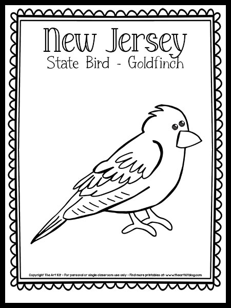 Free printable new jersey state bird coloring page goldfinch â the art kit