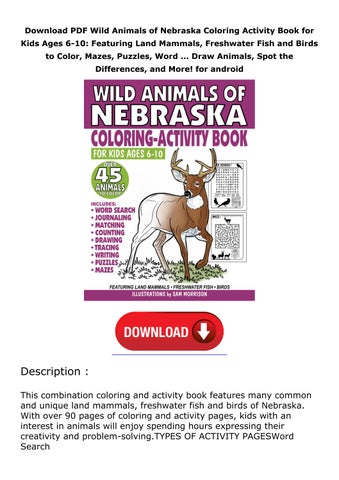 Download pdf wild animals of nebraska coloring activity book for kids ages