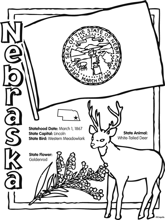 State of nebraska free coloring page