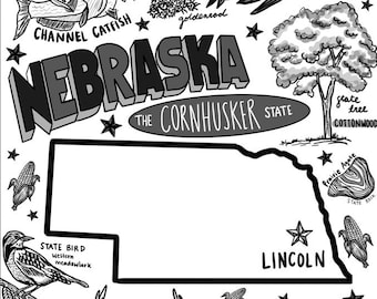 Nebraska coloring page instant download