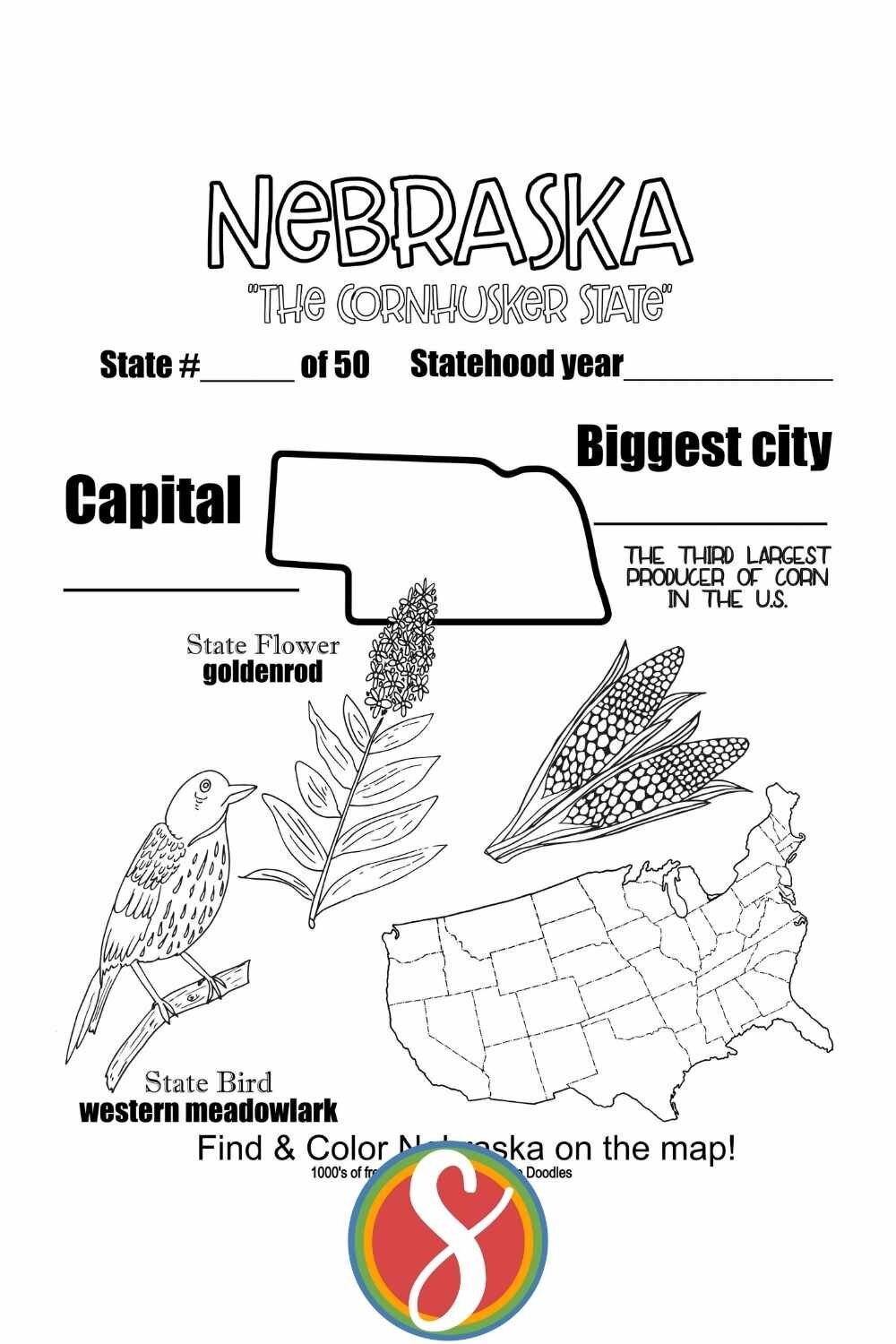 Free nebraska coloring pages â stevie doodles