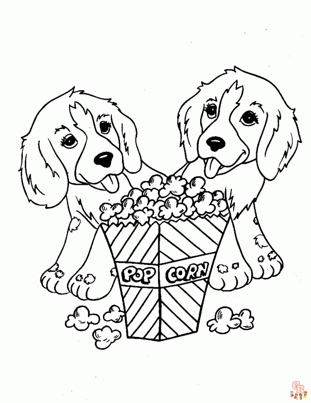 Get adorable with cute couple puppies coloring pages