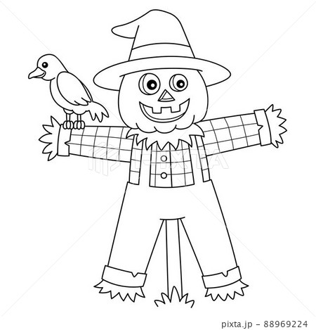 Scarecrow halloween coloring page isolated