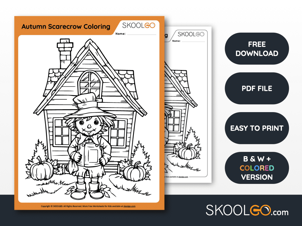 Autumn scarecrow coloring