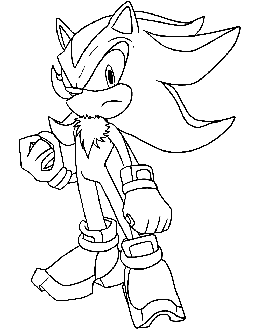 Shadow the hedgehog in position coloring page