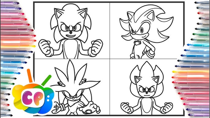 Super sonic super shadow coloring page sonic coloring pages cartoon