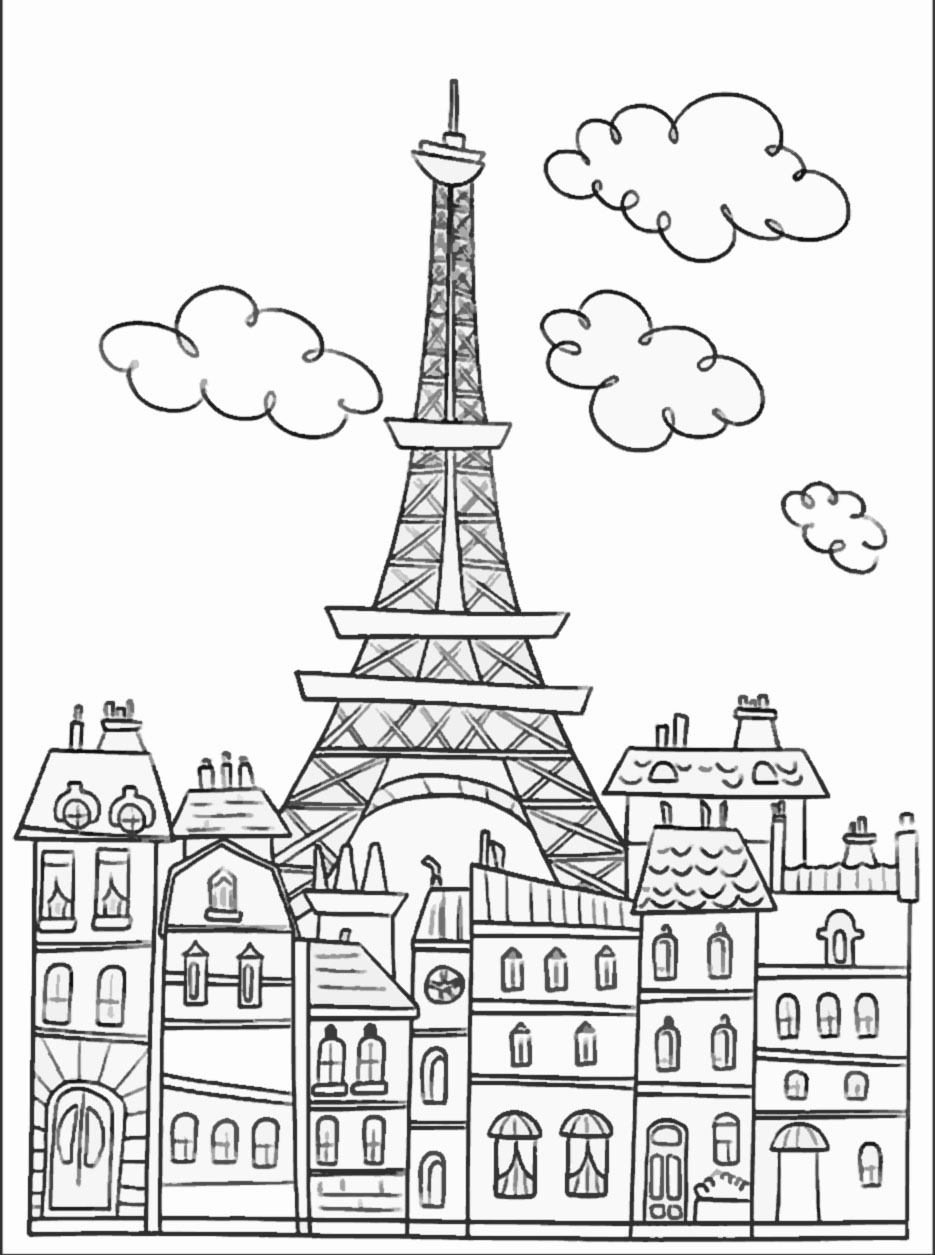 Paris buildings and eiffel tower